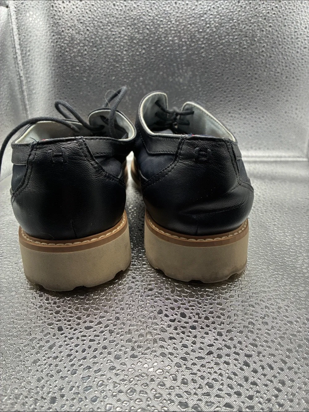 Tommy Hilfiger Navy and Tan Platform Lace-Up Oxfords